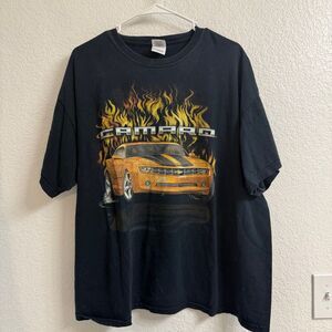 Vintage Chevrolet Camaro American Muscle Hot Rod Flames Car Black Shirt Size XL